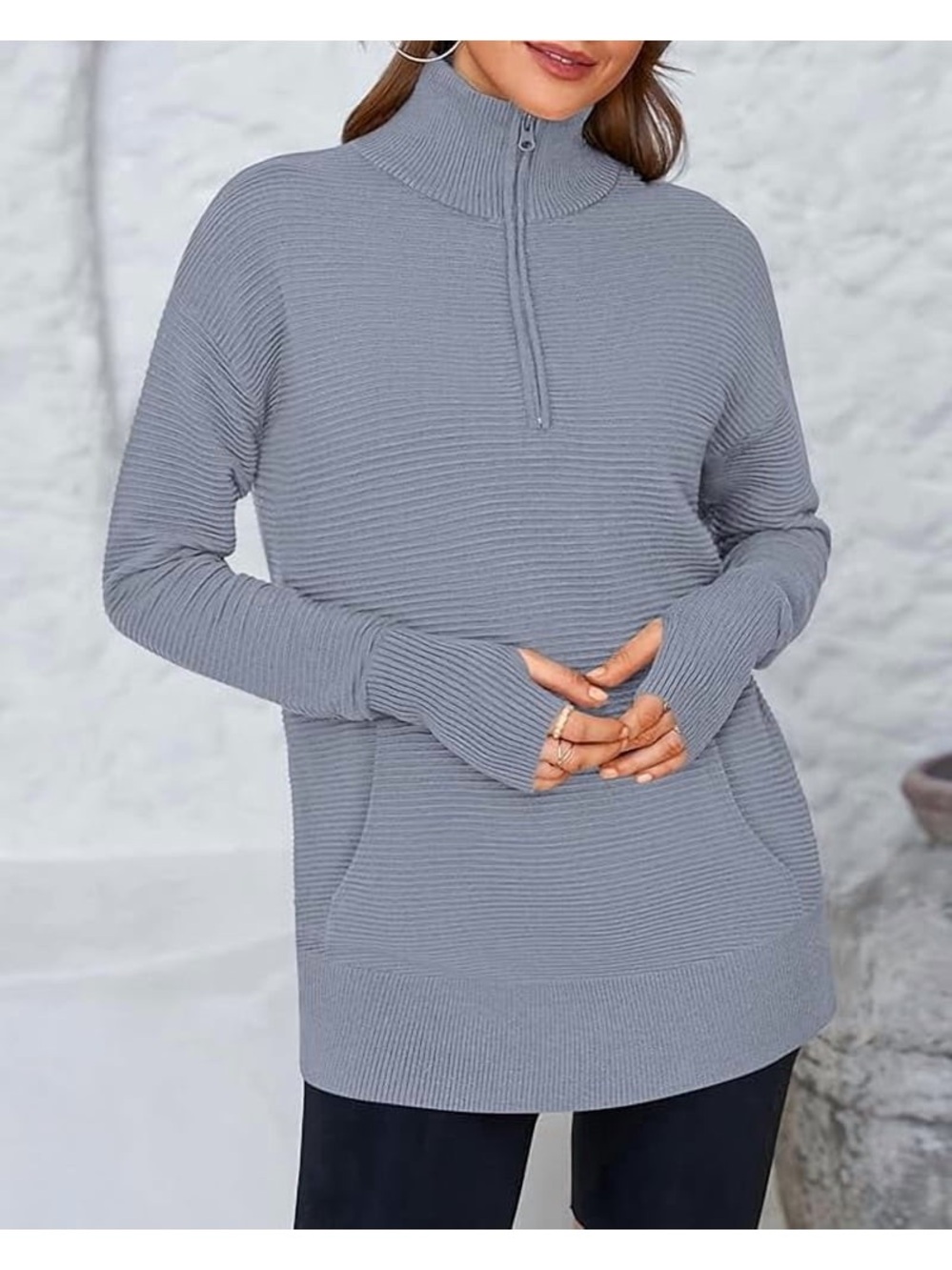 PRETTYGARDEN Ribbed Half Zip Pullover - Picture 7 of 8